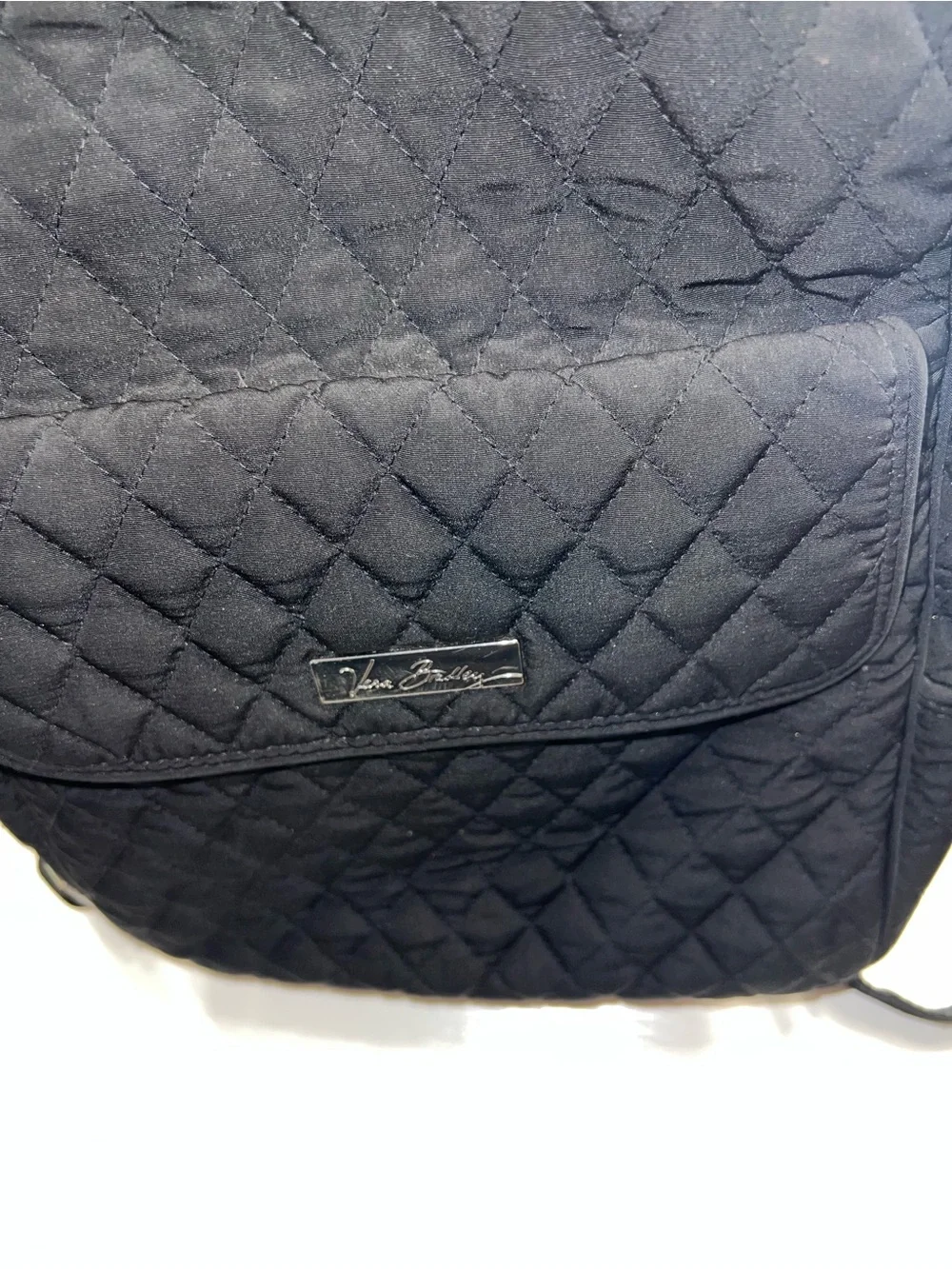 Vera Bradley Black Quilted Backpack with Floral Interior